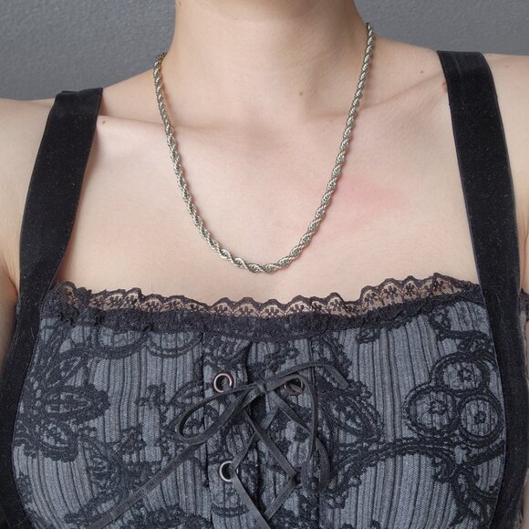 Vintage 90s silver rope chain necklace ✦ 21 inch ✦ nicely made & non-tarnishing - Picture 8 of 10